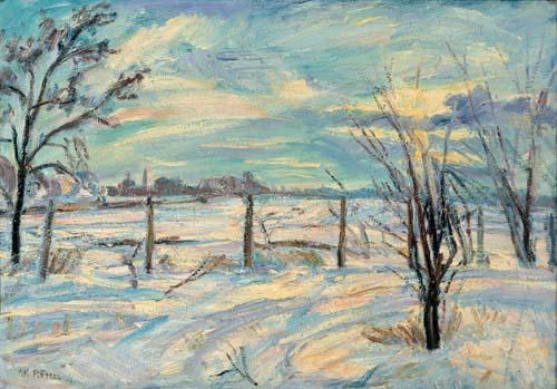 Waldemar Rosler Landscape in lights fields in the winter Sweden oil painting art